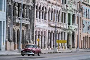 Malecon Prints: Faded grandeur, stucco, weather-beaten houses on seafront of Malecon