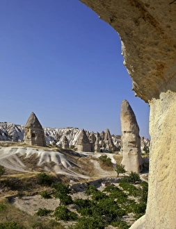 Images Dated 19th August 2010: Fairy Chimneys rock formation landscape near Goreme, Cappadocia, Anatolia, Turkey, Asia Minor