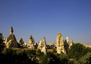 Images Dated 19th August 2010: Fairy Chimneys rock formation landscape near Goreme, Cappadocia, Anatolia, Turkey, Asia Minor