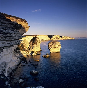 Corsica Prints: The Falaise at sunset, Bonifacio, South Corsica, Corsica, France, Mediterranean, Europe
