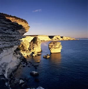 Sea Stack Gallery: The Falaise at sunset, Bonifacio, South Corsica, Corsica, France, Mediterranean, Europe