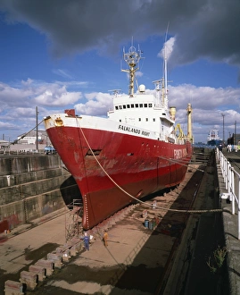 Hull Prints: Falkland Fisheries patrol boat in Albert dock in Hull, Yorkshire, England