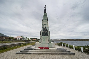Stanley Prints: Falklands War Memorial, Stanley, capital of the Falkland Islands, South America