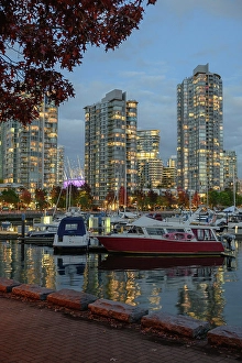 Downtown Prints: False Creek pedestrian waterfront in Autumn