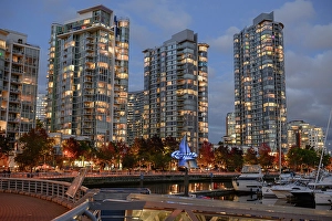 Downtown Prints: False Creek pedestrian waterfront in Autumn