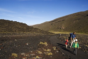 Families Prints: A family walking the Tongariro Crossing