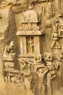Images Dated 16th March 2008: The famous bas relief panel of Arjunas Penance (Bhagirathas Penance) at Mahabalipuram