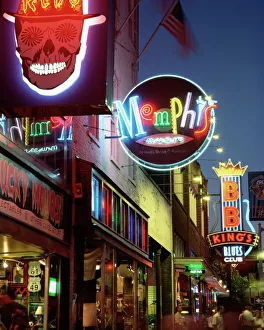 Nighttime Prints: The famous Beale Street at night