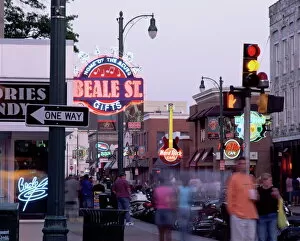 Images Dated 26th January 2009: The famous Beale Street at night