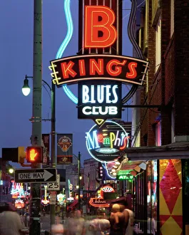 Walk Prints: The famous Beale Street at night