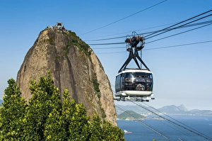 Sugar Loaf Prints: Famous cable car leading up to the Sugarloaf in Rio de Janeiro, Brazil, South America