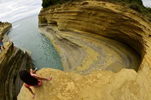 Black Hair Prints: Famous Channel of Love (Canal D'Amour) in Sidari, Corfu, Greek Islands, Greece, Europe