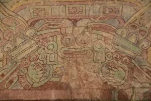 Images Dated 20th January 2010: Detail of the most famous fresco at Teotihuacan, showing the Rain God Tlaloc being attended to by