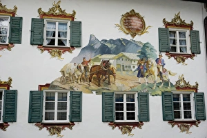 The famous painted houses of Oberammergau, Bavaria, Germany, Europe