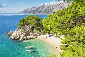 Medium Group Of People Prints: The famous Podrace Beach near Brela and Makarska, Croatia, Europe