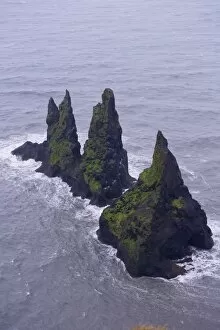 Famous Reynisdrangar sea stacks near Vik, south coast of Iceland (Sudurland)