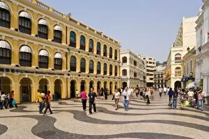 Images Dated 29th October 2007: The famous swirling black and white pavements of Largo do Senado Square in central Macau