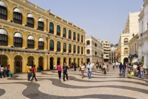 Central Macau Prints: The famous swirling black and white pavements of Largo do Senado Square in central Macau