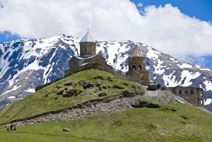 Images Dated 31st May 2010: Famous Tsminda Sameba church, Kazbegi, Georgia, Caucasus, Central Asia, Asia