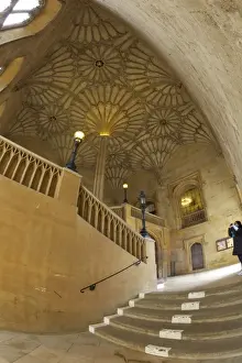 Stair Case Prints: Fan vaulted ceiling dating from 1638 above the staircase by James Wyatt