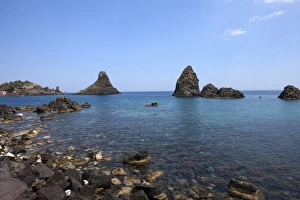 Sea Stacks Prints: Faraglioni, Acitrezza, Catania Province, Sicily, Italy, Mediterranean, Europe