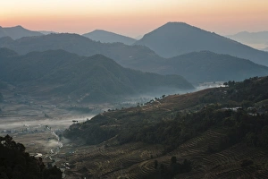 Rice Fields Prints: Farm land, Pokhara valley, Gandak, Nepal, Himalayas, Asia