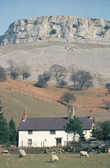 L Imestone Prints: Farmhouse beneath limestone scarp