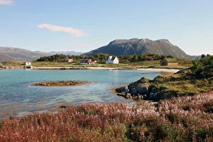 Heather Prints: Farmhouse at Gasvaer, Kvalfjord, Troms, North Norway, Norway, Scandinavia, Europe