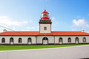 Azores Prints: Farol da Ponta das Lajes Lighthouse stands tall on Flores Island guiding ships in North Atlantic waters
