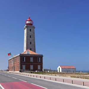 Traditionally Portuguese Prints: Farol Penedo da Saudade lighthouse, Sao Pedro de Moel, Atlantic Ocean, Portugal, Europe