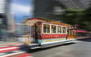 Tram Line Prints: Fast moving cable car in San Francisco, California, United States of America, North