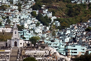 Mountain Side Prints: Some favellas painted with the symbolic colors of the gang reigning there