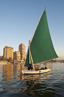 Sails Prints: A felucca on the River Nile, Cairo, Egypt, North Africa, Africa