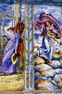 Vibrant Colour Prints: Female figures in long robes portrayed in tile decoration