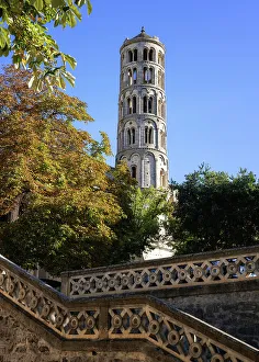 Gard Prints: Fenestrelle tower, Saint-Theodorit Cathedral, Uzes, Gard, France, Europe