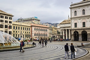 Piazza Prints: De Ferrari square, Genoa, Liguria, Italy, Europe