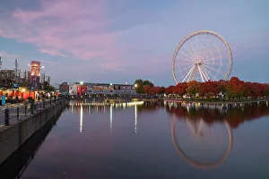Ferris Wheel at La Grande Roue de Montreal at sunset, Old Port of Montreal