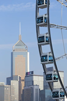 Big Wheel Prints: Ferris wheel and Wan Chai skyline, Hong Kong Island, Hong Kong, China, Asia
