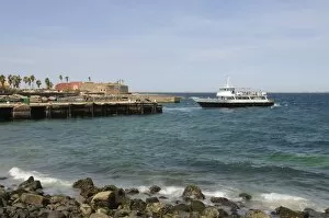 Ferry arriving at Goree Island, near Dakar, Senegal, West Africa, Africa