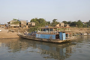 Ferries Prints: Ferry on banks of Mekong river, Phnom Penh, Cambodia, Indochina, Southeast Asia, Asia