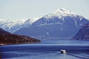 Images Dated 7th April 2009: A ferry in Howe Sound, scenery on the Sea to Sky Highway, near Vancouver