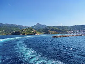 North Aegean Prints: Ferry leaving the port of Evdilos