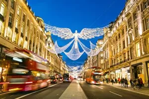 Christmas Wall Art & Decor: Festive Christmas lights in Regent Street in 2016, London, England, United Kingdom