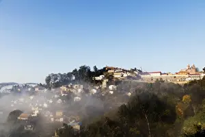 Fianarantsoa Prints: Fianarantsoa, early morning mist on the Haute Ville old town, central area, Madagascar
