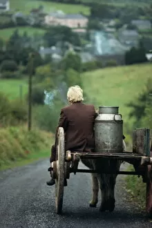 Rural Road Collection: Figure riding cart with milk churn