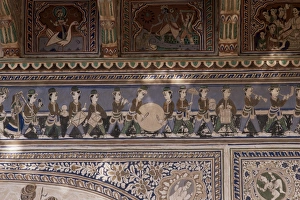 Rajput Prints: Detail of the fine plaster work in the Sheesh Mahal