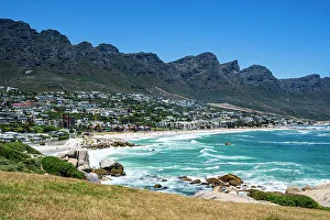 Camps Bay Prints: Fine sand beach under the Twelve Apostles, Camps Bay, Cape Town, South Africa, Africa