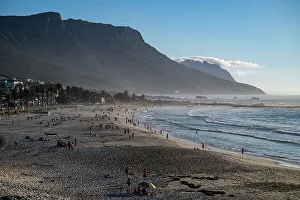 Fine sand beach under the Twelve Apostles, Camps Bay, Cape Town, South Africa, Africa