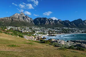 Fine sand beach under the Twelve Apostles, Camps Bay, Cape Town, South Africa, Africa