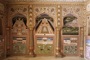 City Palace Prints: Detail of the fine wall paintings in the City Palace
